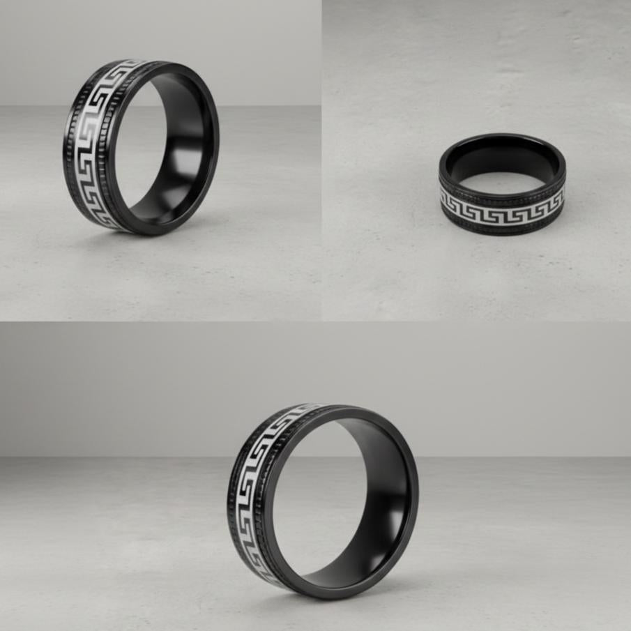 Unisex Black Stainless Steel Ring