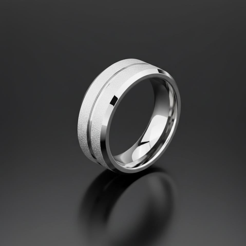 Silver Titanium Steel Couple Ring