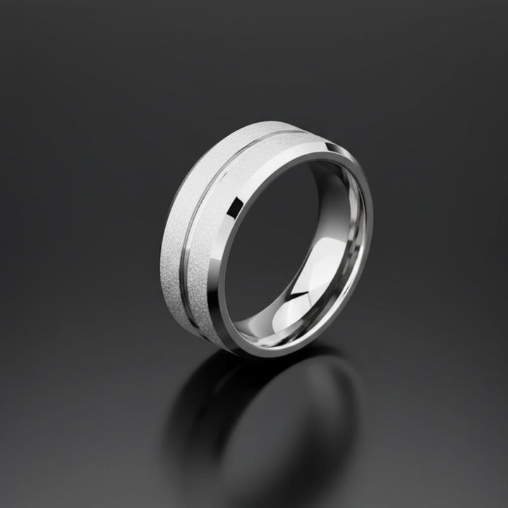 Silver Titanium Steel Couple Ring