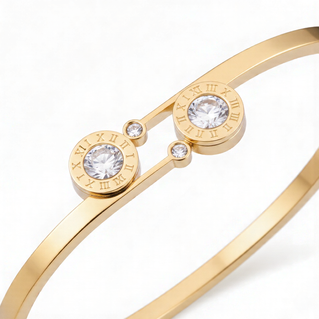 18k Gold Rhinestone Bangle