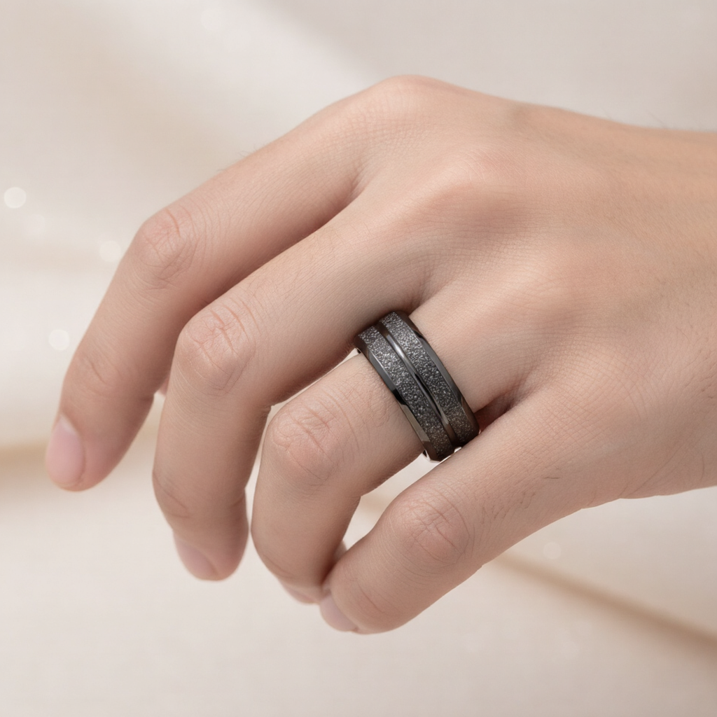 Black Titanium Steel Couple Ring