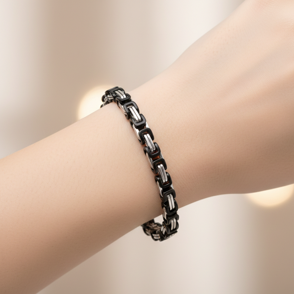 Silver & Black Chain Hip Hop Bracelet