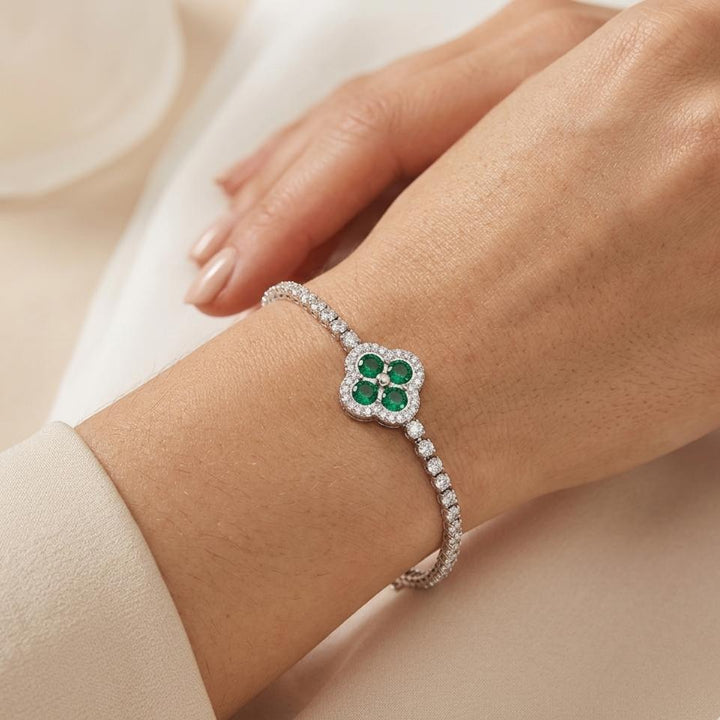 Green Zircon Clover Bracelet for Women | Melaurica