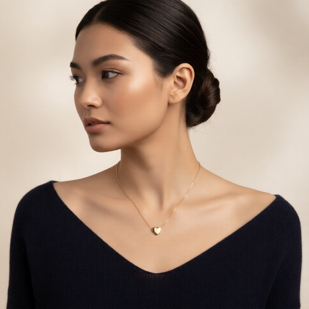 Mirror Finish Heart Necklace for Women