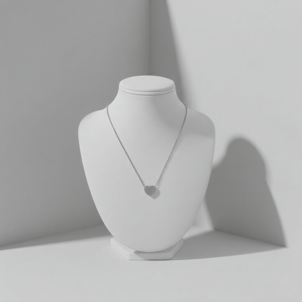 Heart Mirror Pendant Necklace in Silver