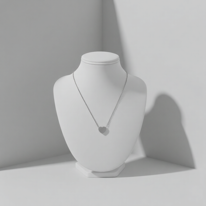 Heart Mirror Pendant Necklace in Silver