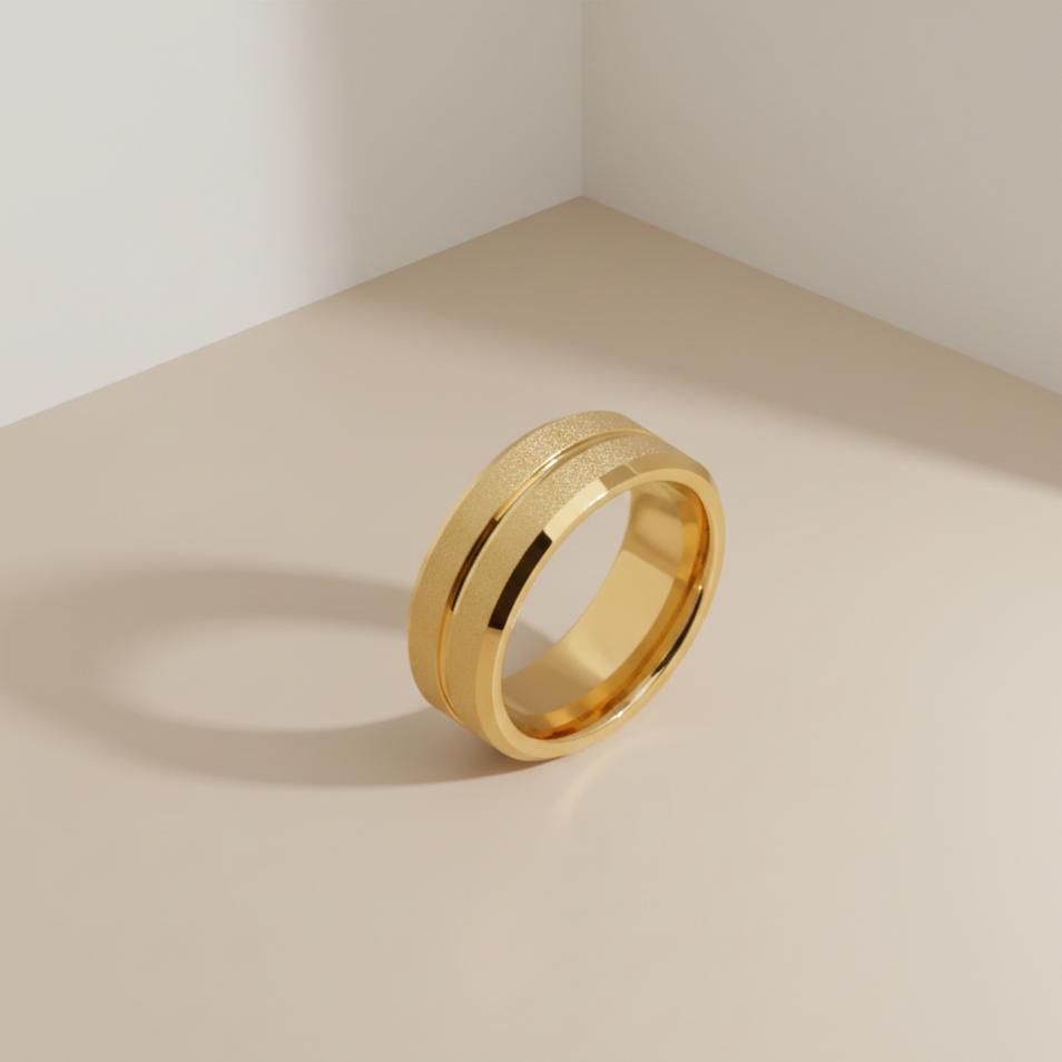 Titanium Gold Steel Couple Ring