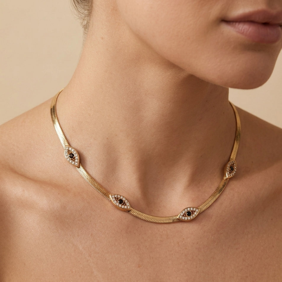 Melaurica Gold-Tone Devil Eye Necklace