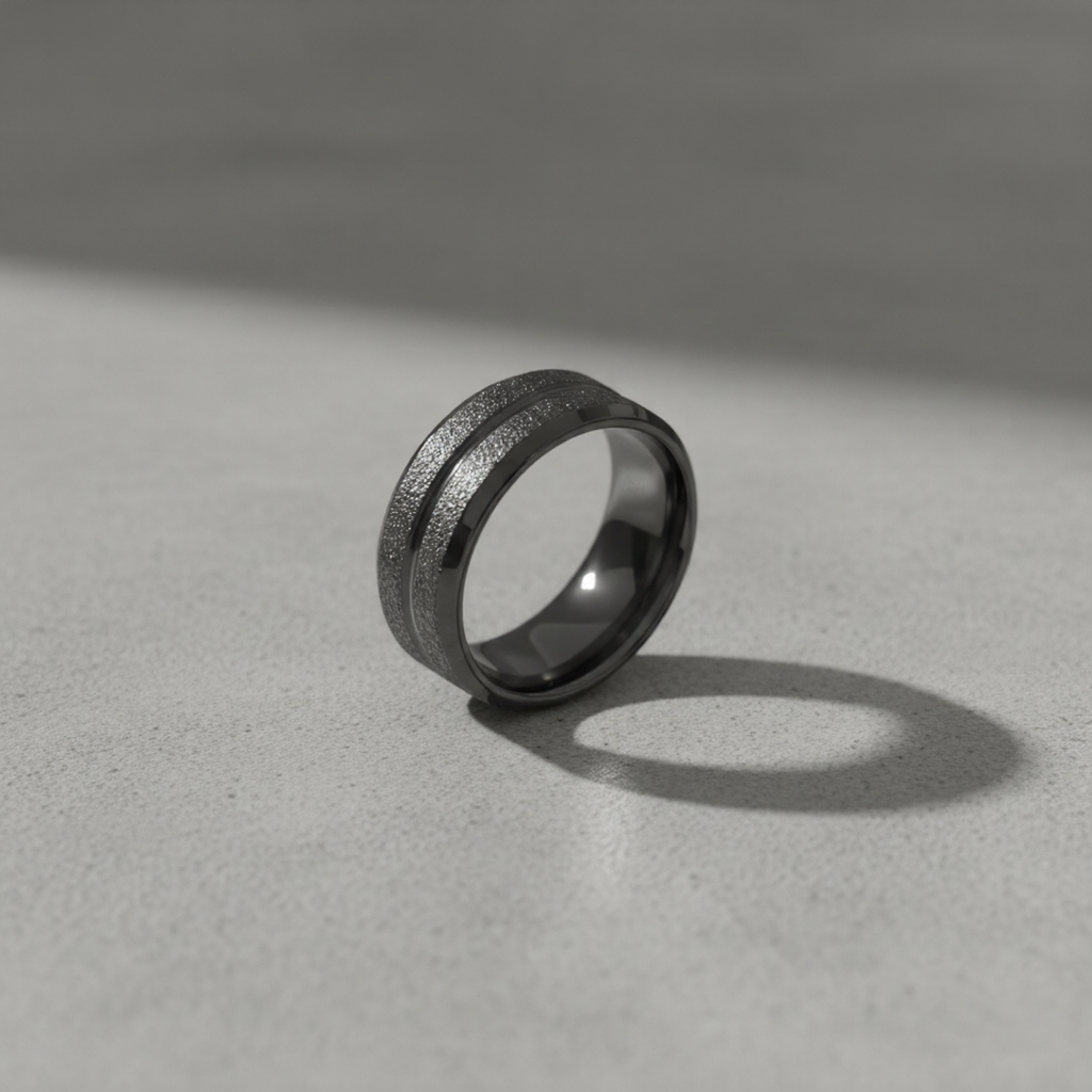 Black Titanium Steel Couple Ring
