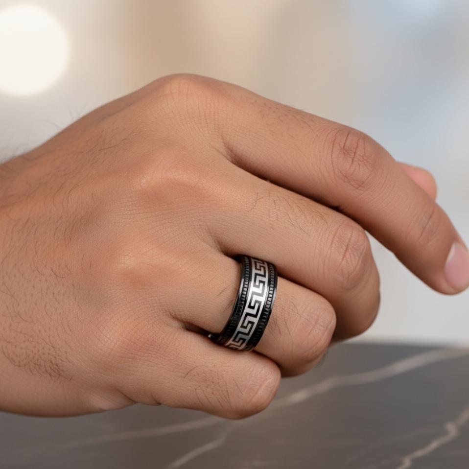 Unisex Black Stainless Steel Ring