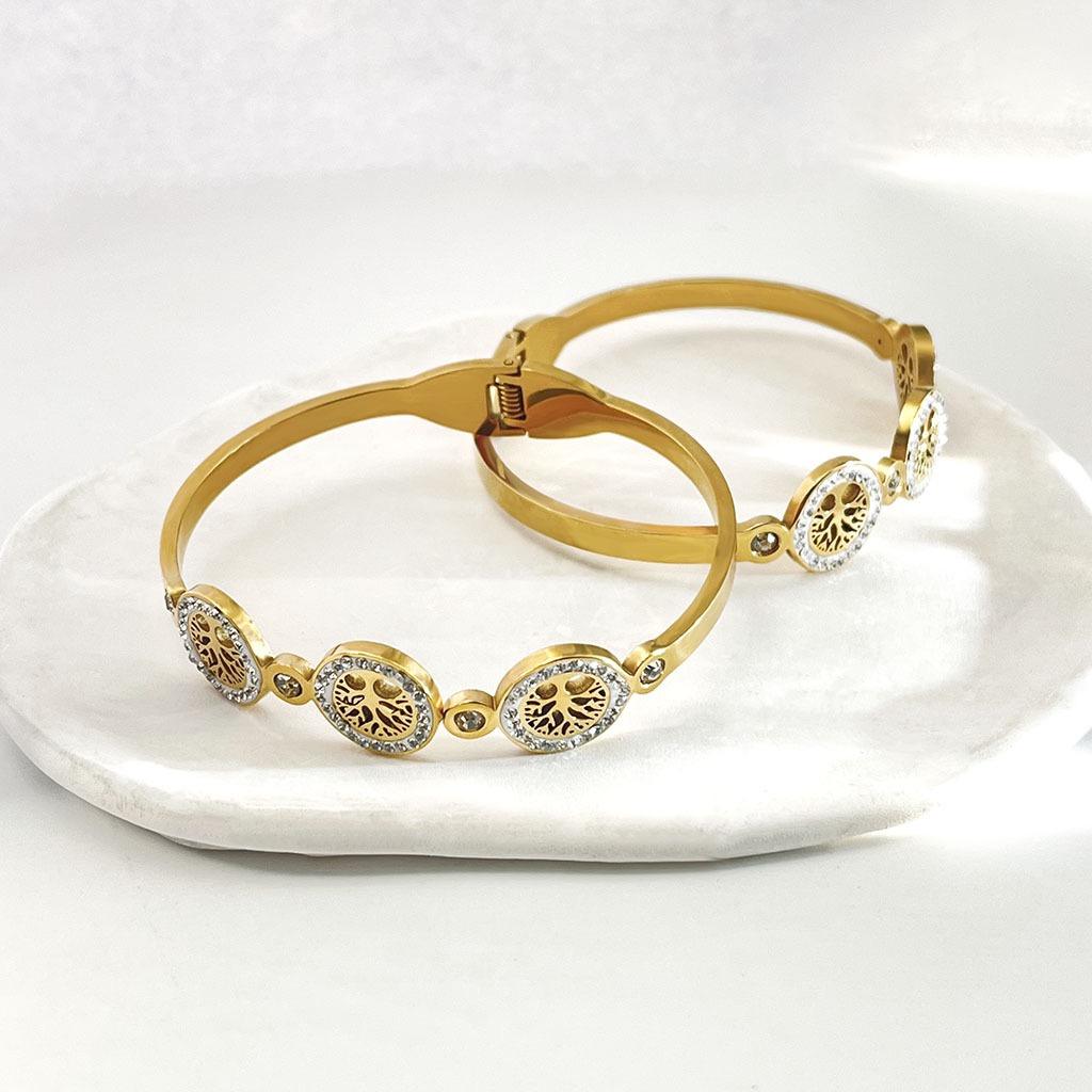 18K Gold Plated Unique Elegant Stainless Steel Bracelet