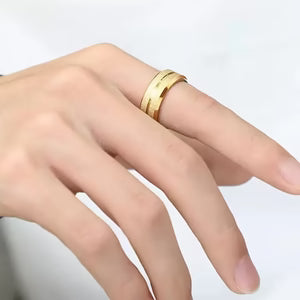 Titanium Gold Steel Couple Ring