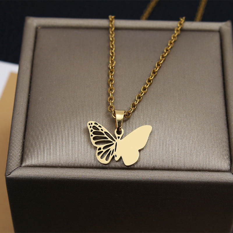 High Quality Fashion Butterfly Pendant Necklace 18K Gold Plated Blank Charm Necklace Jewelry for Engraving DIY Necklace for Gift