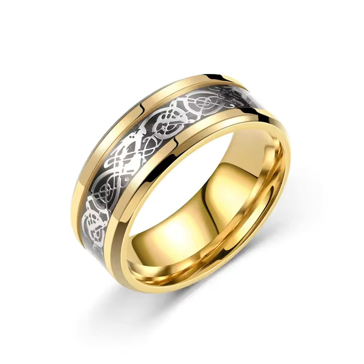 Dragon Print Stainless Steel Ring – Unisex