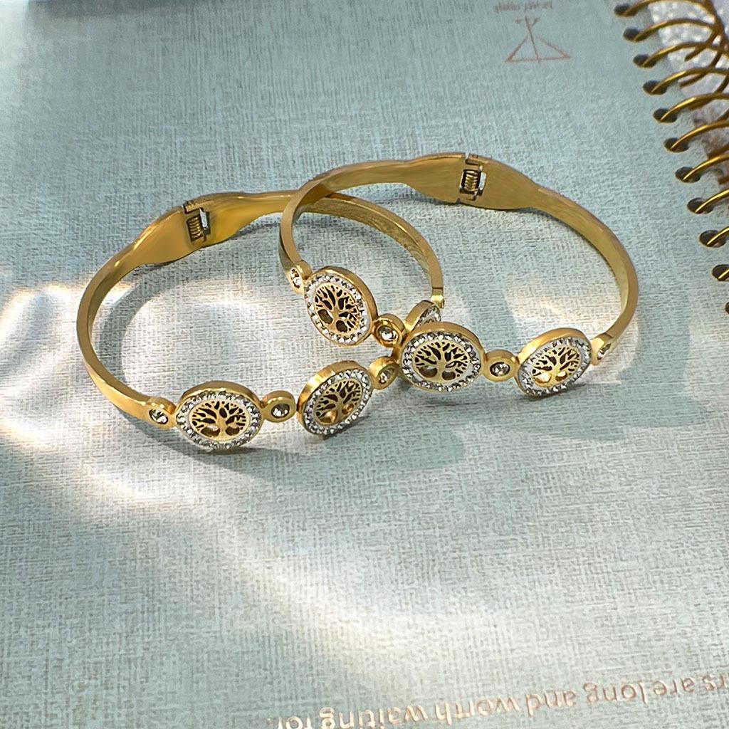 18K Gold Plated Unique Elegant Stainless Steel Bracelet