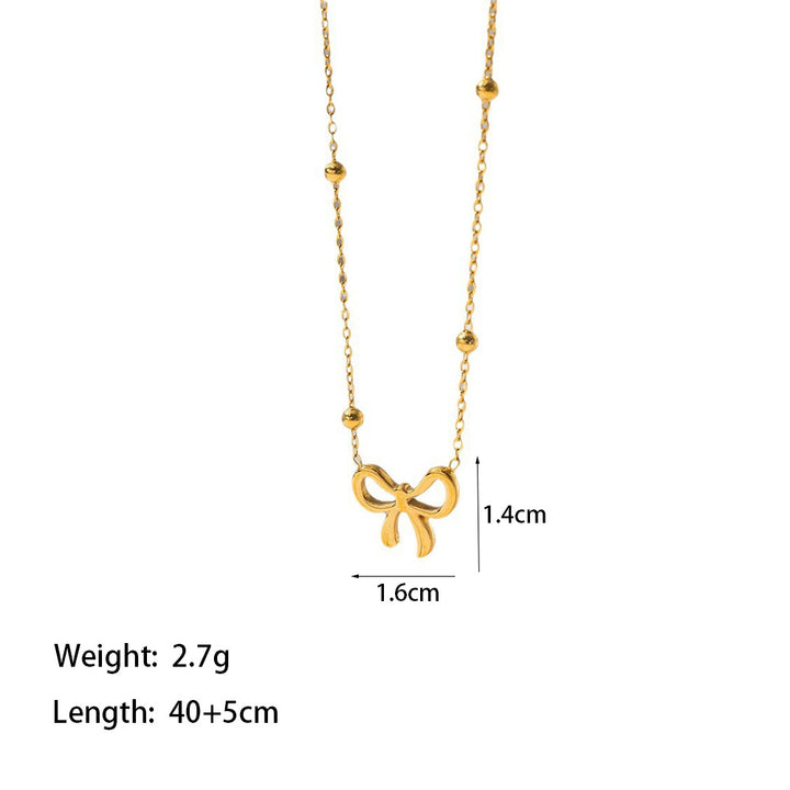 Fashion 18K Gold Plated Stainless Steel Butterfly Bow Pendant Elegant Earring Bracelet Necklace Jewelry Set Gift  for Women