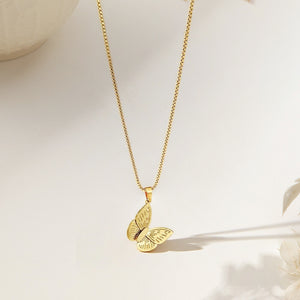 Elegant Titanium Steel Butterfly Pendant Necklace for Women Trendy Fashion Jewelry with Adjustable Chain Gift