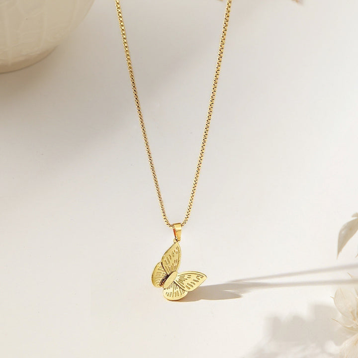Elegant Titanium Steel Butterfly Pendant Necklace for Women Trendy Fashion Jewelry with Adjustable Chain Gift