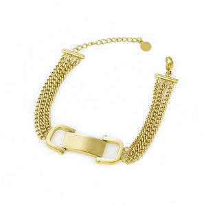 Wholesale Custom Fashion Jewelry 18K Gold Plated Stainless Steel Watches Chain Round Roman Numeral Disk Charm Bracelet for Women