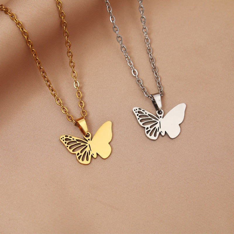 High Quality Fashion Butterfly Pendant Necklace 18K Gold Plated Blank Charm Necklace Jewelry for Engraving DIY Necklace for Gift