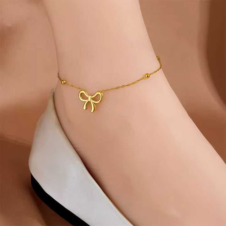 18K Gold Butterfly Anklet for Women