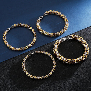 Wholesale Fashion Jewelry 18K Gold Plated Stainless Steel 4/5/6/8MM Hip Hop Chain Bracelet Chunky Chain Bracelet for Women Men