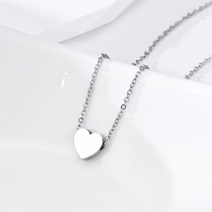 Hot-Selling Cross-Border Personalized Stainless Steel Peach Heart Mirror Pendant Fashionable Best Friend & Couple Gift Necklace