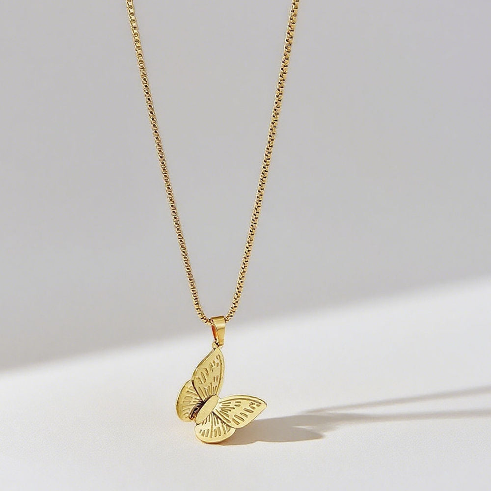 Elegant Titanium Steel Butterfly Pendant Necklace for Women Trendy Fashion Jewelry with Adjustable Chain Gift