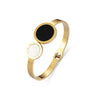 Gold Bangle White & Black Stone