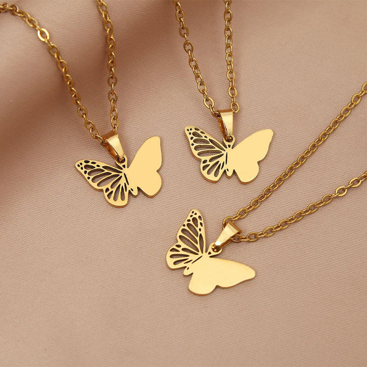 High Quality Fashion Butterfly Pendant Necklace 18K Gold Plated Blank Charm Necklace Jewelry for Engraving DIY Necklace for Gift