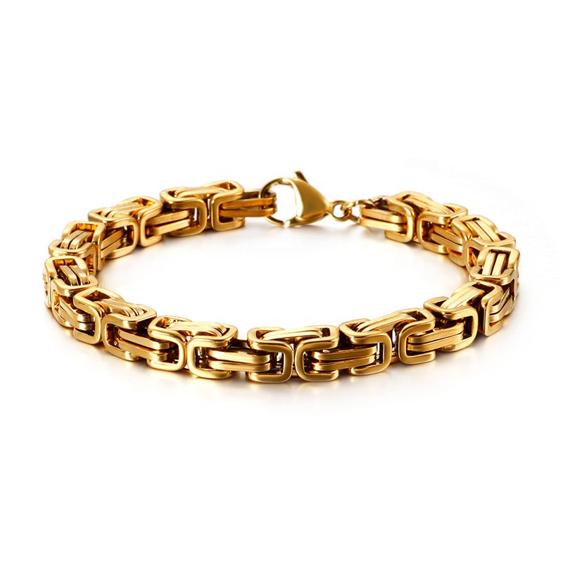 Wholesale Fashion Jewelry 18K Gold Plated Stainless Steel 4/5/6/8MM Hip Hop Chain Bracelet Chunky Chain Bracelet for Women Men