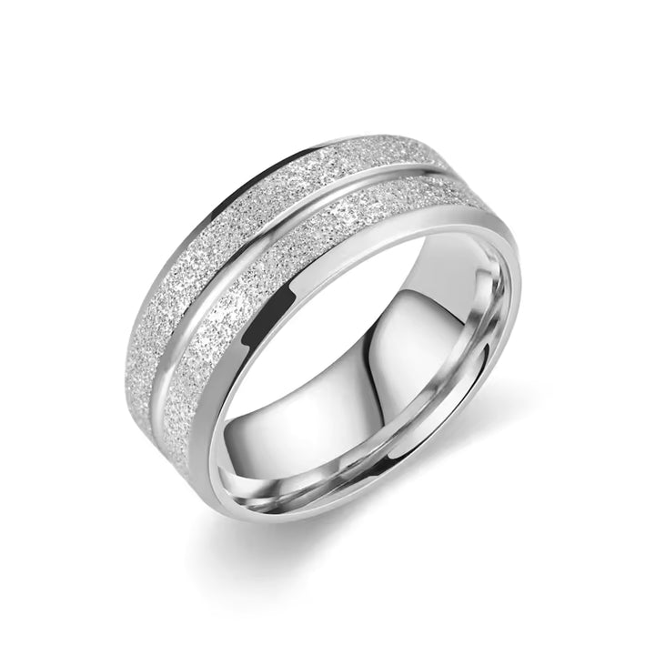 Silver Titanium Steel Couple Ring