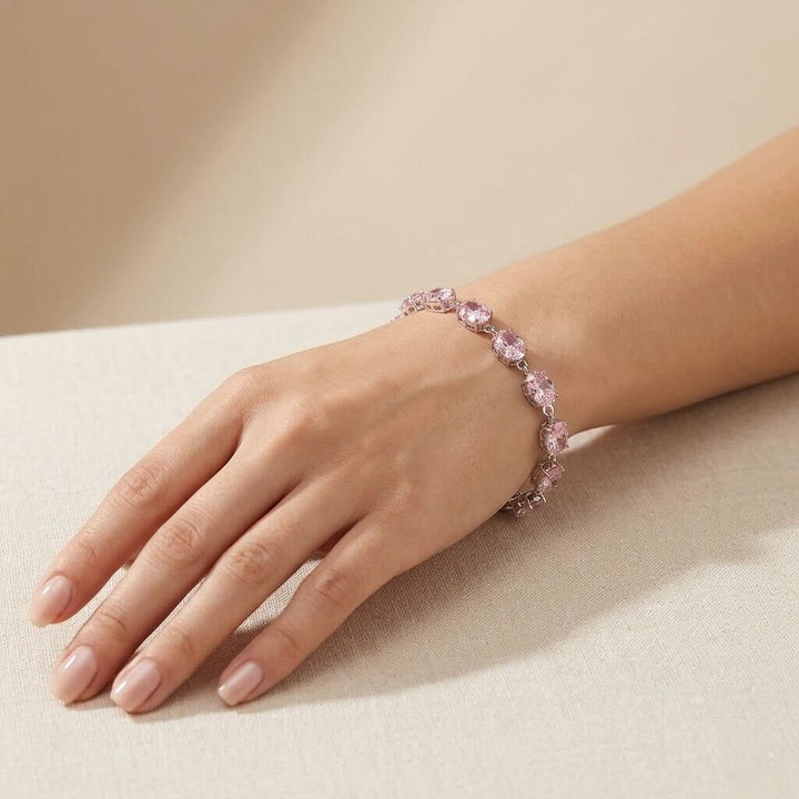 Melaurica Silver Pink Zircon pigeon egg Bracelet