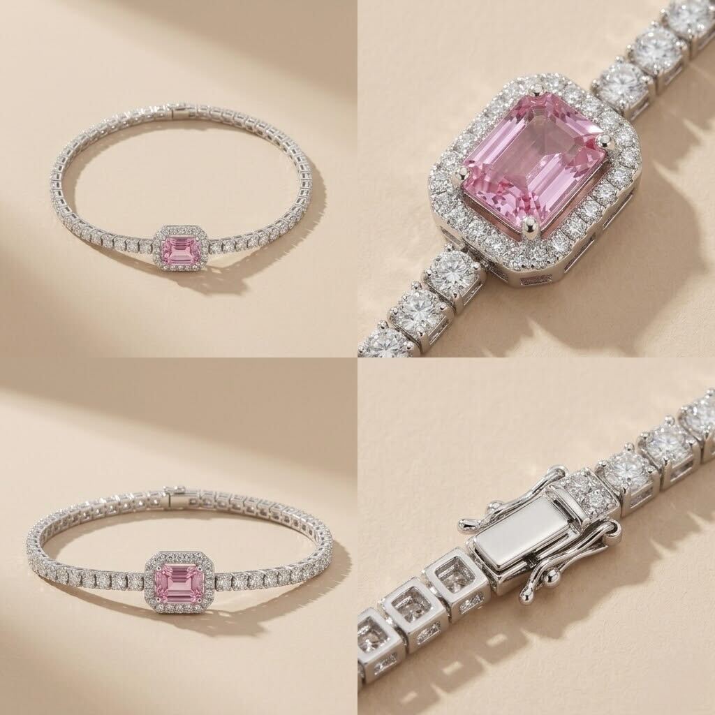 Melaurica Pink Rectangle Zircon Bracelet