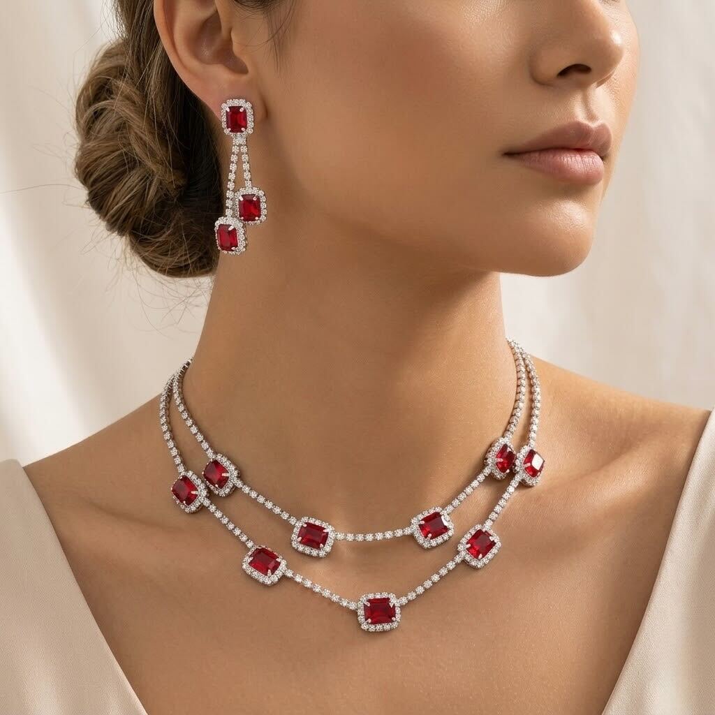 Melaurica Red Zircon Jewelry Set