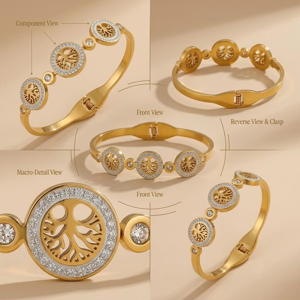 18K Gold Plated Unique Elegant Stainless Steel Bracelet