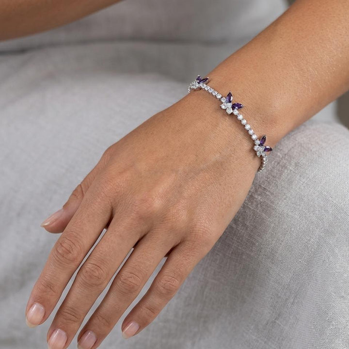 Melaurica | Purple Zircon Floral Bracelet for Women