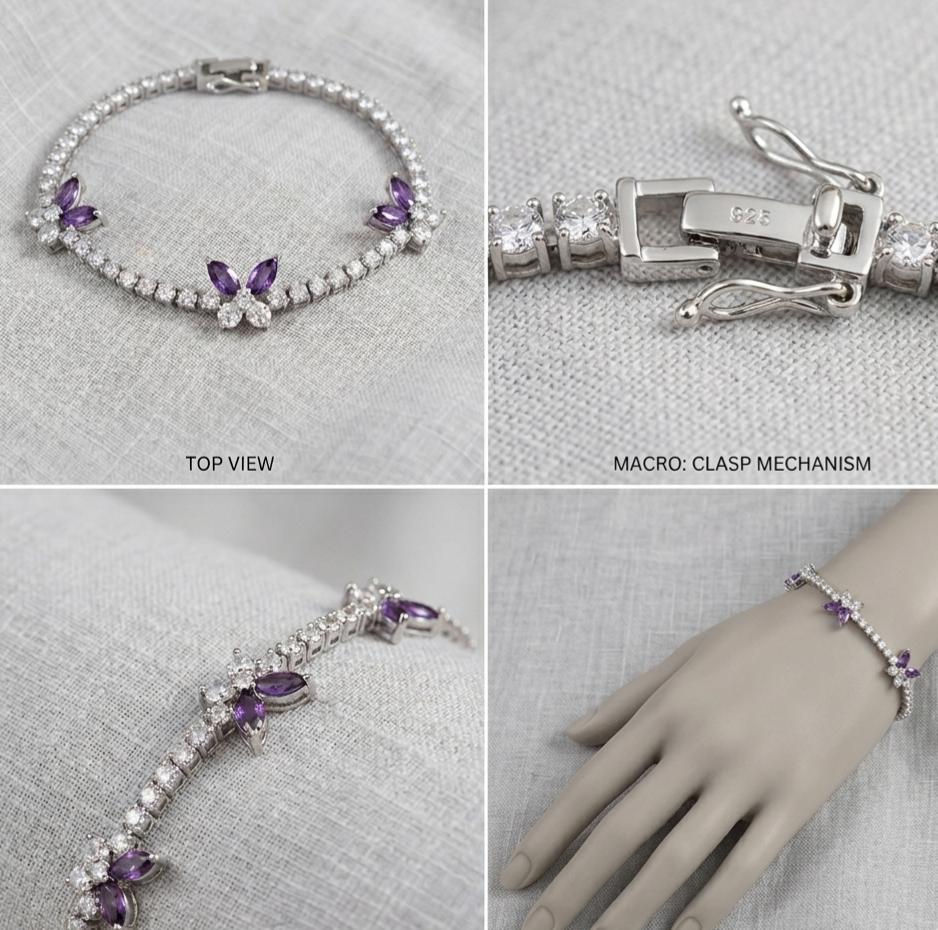 Melaurica | Purple Zircon Floral Bracelet for Women