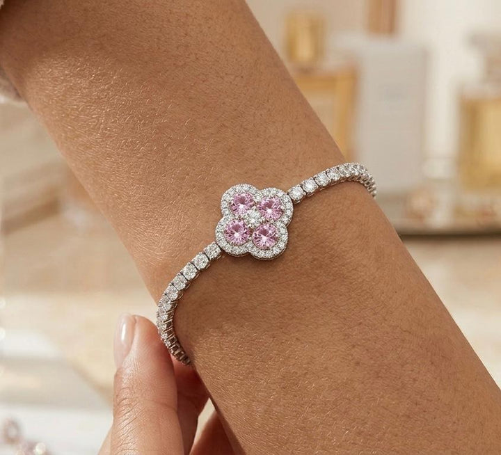 Silver-Tone Pink Zircon Bracelet | Melaurica