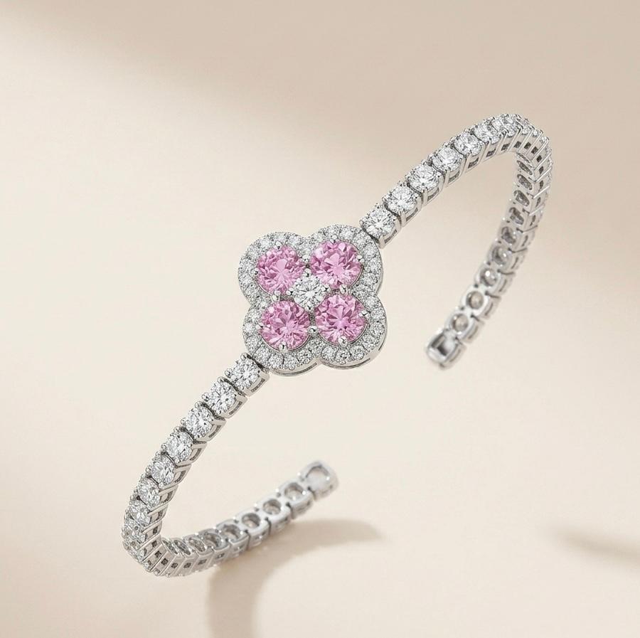 Silver-Tone Pink Zircon Bracelet | Melaurica