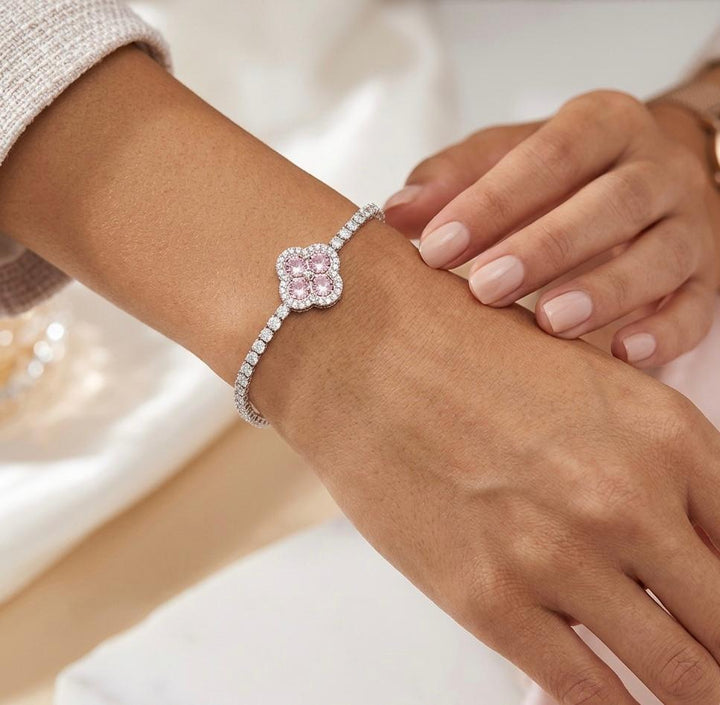 Silver-Tone Pink Zircon Bracelet | Melaurica
