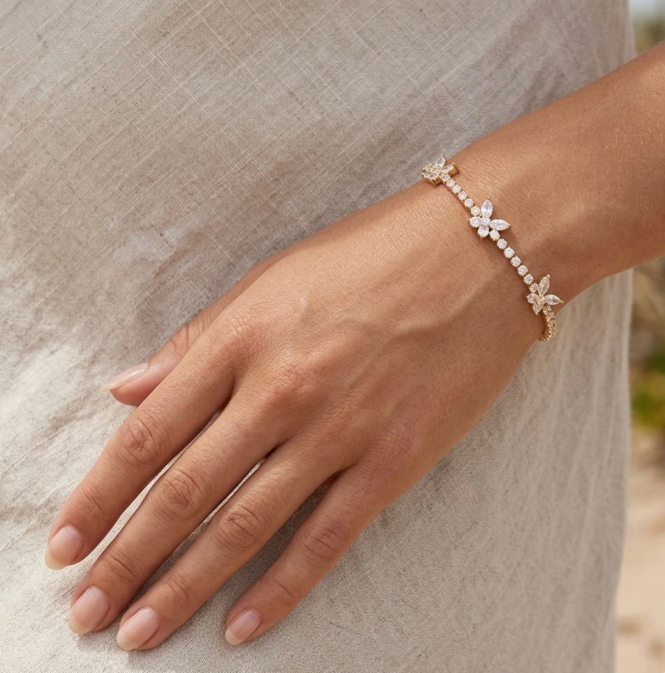 Melaurica Gold-Tone Zircon Butterfly Bracelet