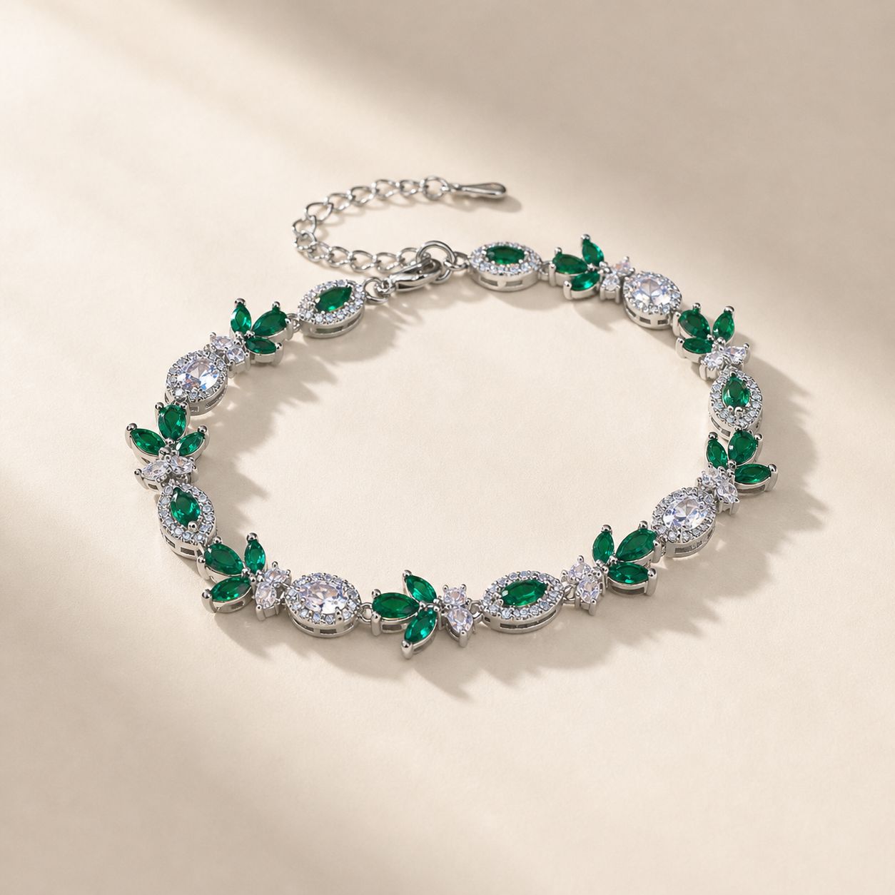 Green Zircon Leaf Bracelet for Women | Melaurica