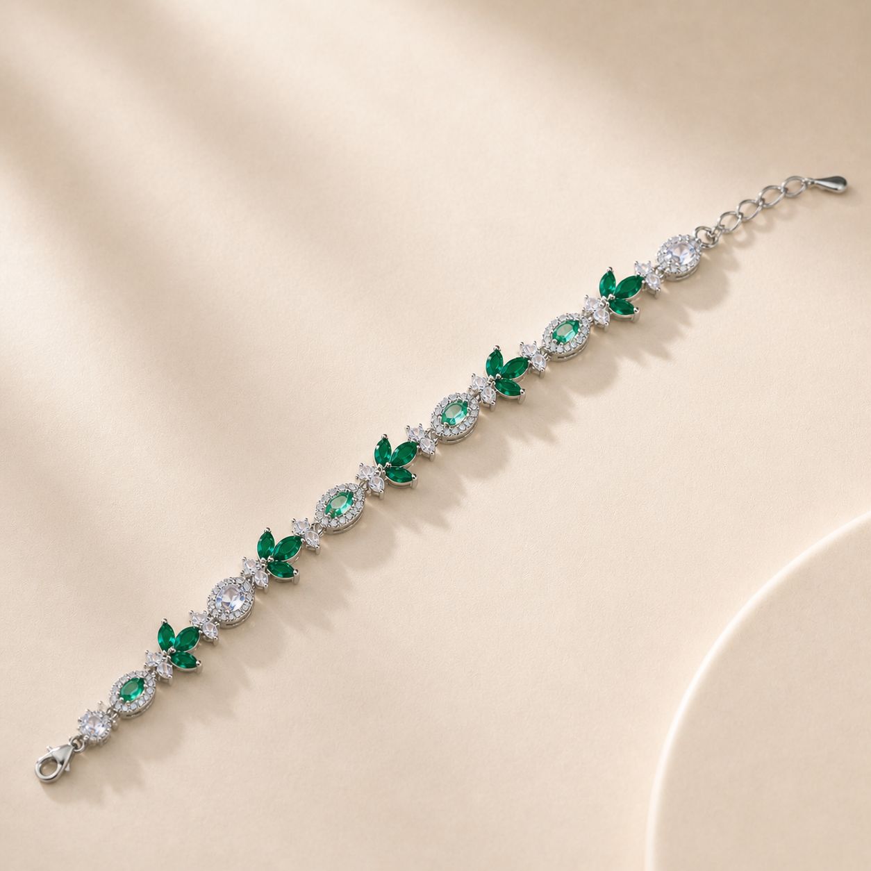 Green Zircon Leaf Bracelet for Women | Melaurica