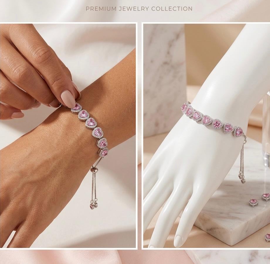 Melaurica Pink Heart Bracelet for Women