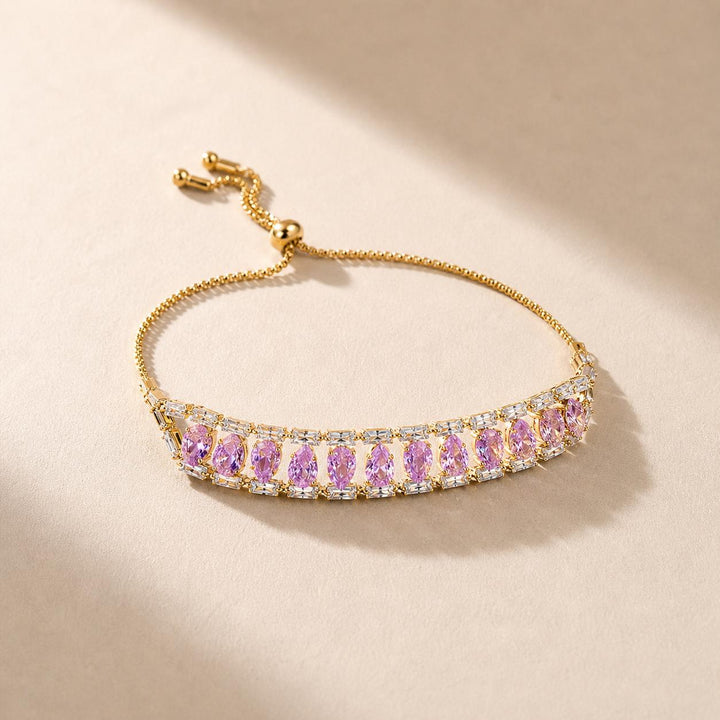Pink Zircon Teardrop Bracelet for Women | Melaurica