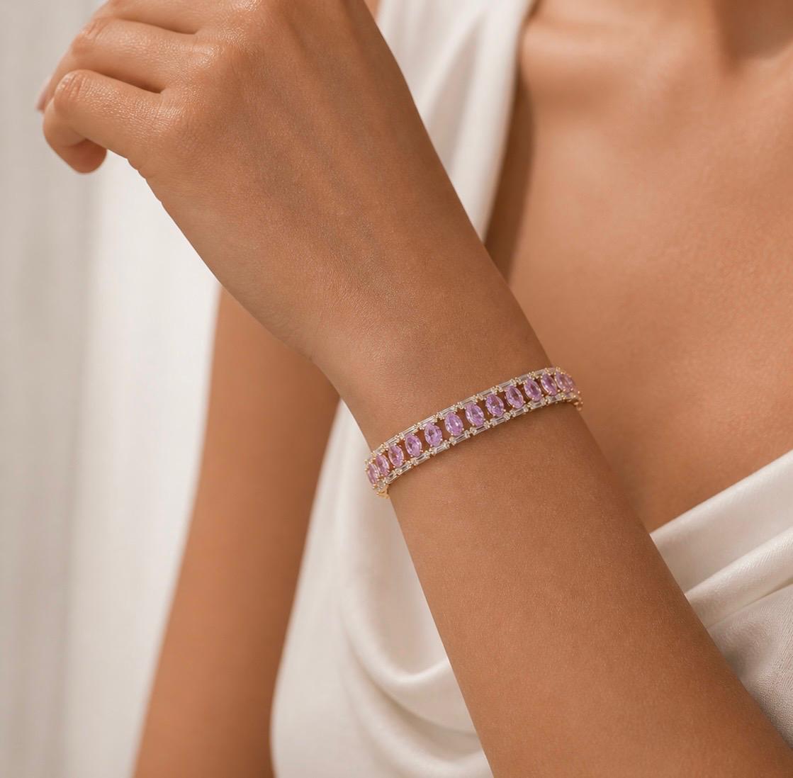 Pink Zircon Teardrop Bracelet for Women | Melaurica
