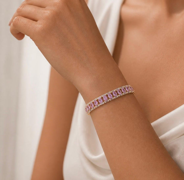 Pink Zircon Teardrop Bracelet for Women | Melaurica