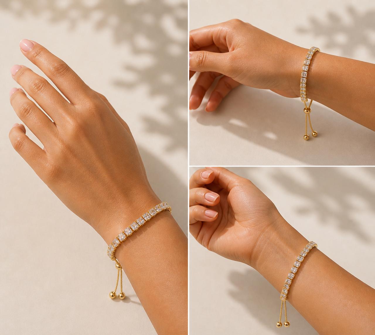 White Zircon Baguette Bracelet for Women | Melaurica