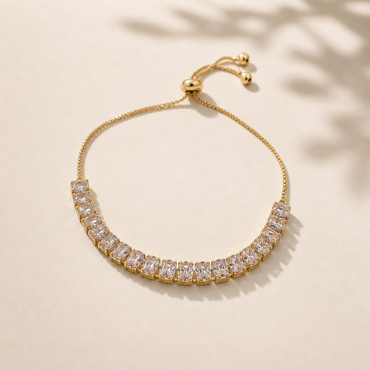 White Zircon Baguette Bracelet for Women | Melaurica